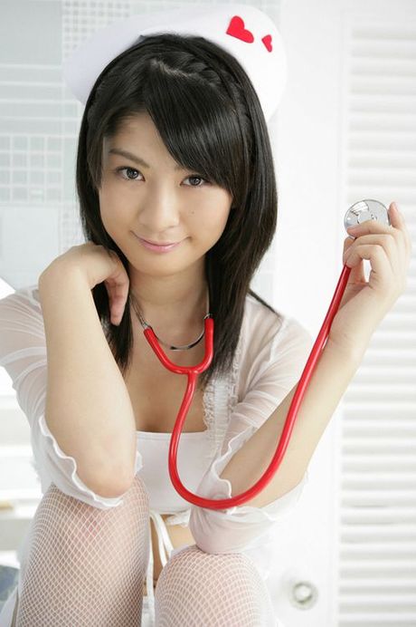 In a nurse outfit and lingerie this gravure idol is adorable