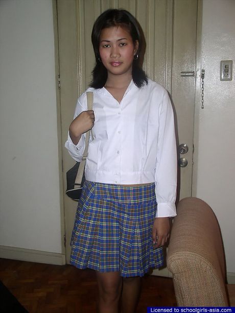 Naughty girl fingering her private holes after returning from school