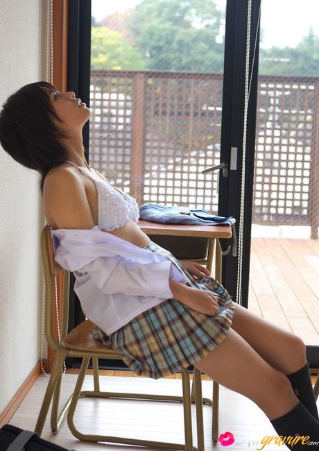 Ageha Yagyu Asian takes school uniform off showing flexibility